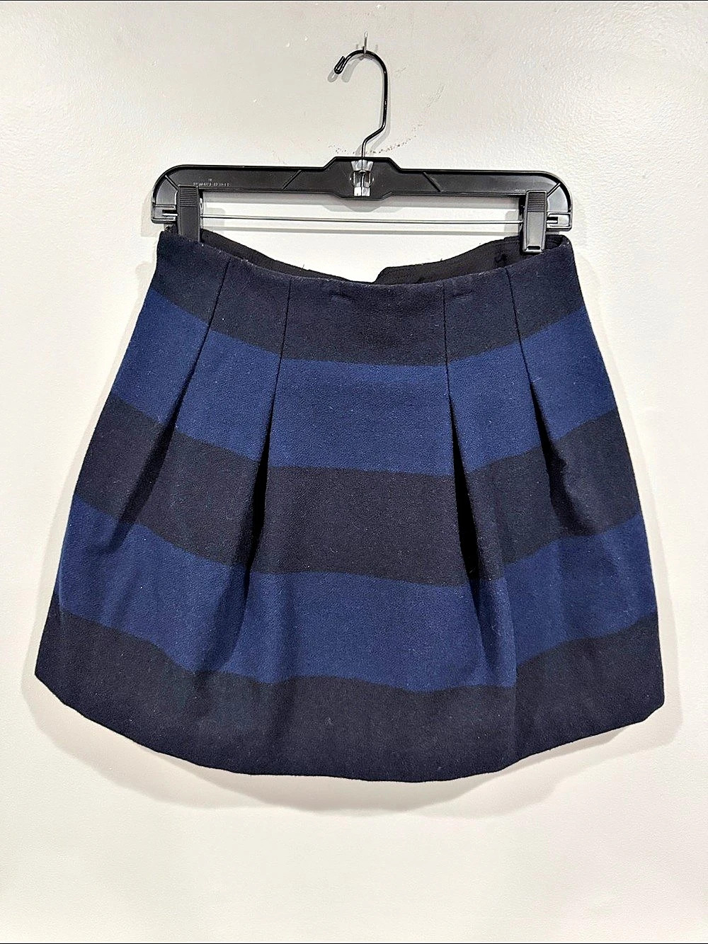 Madewell Wool Striped Pleated Mini Skirt Blue Black Womens  2 4 - 28x17